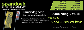 Baniervlag actie 9 stuks  100 x 300 cm  bxh - Spandoekstore.com reclameuitingen