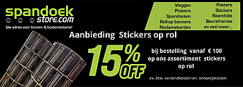 aanbieding stickers op rol 15% korting - Spandoekstore.com reclameuitingen