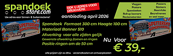 aanbieding spandoek 300 x 100 cm - Spandoekstore.com reclameuitingen