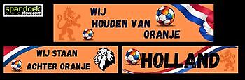 Oranje spandoeken formaat 300 x 70 cm - Spandoekstore.com reclameuitingen