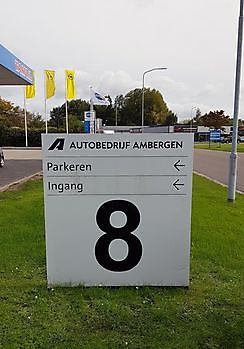 Zuil voorzien van nieuwe teksten  Opel Ambergen Winschoten - Spandoekstore.com reclameuitingen
