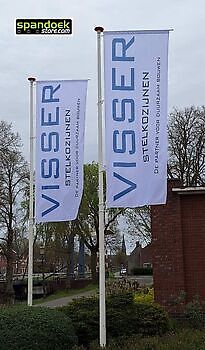 Mast vlaggen vervangen door Baniervlaggen Visser stelkozijnen - Spandoekstore.com reclameuitingen