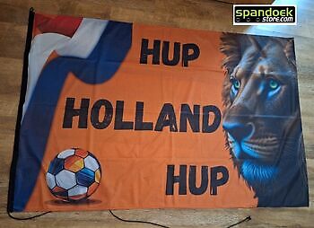 Oranje vlag Hup Holland hup 2026 formaat 150 x 100 cm - Spandoekstore.com reclameuitingen